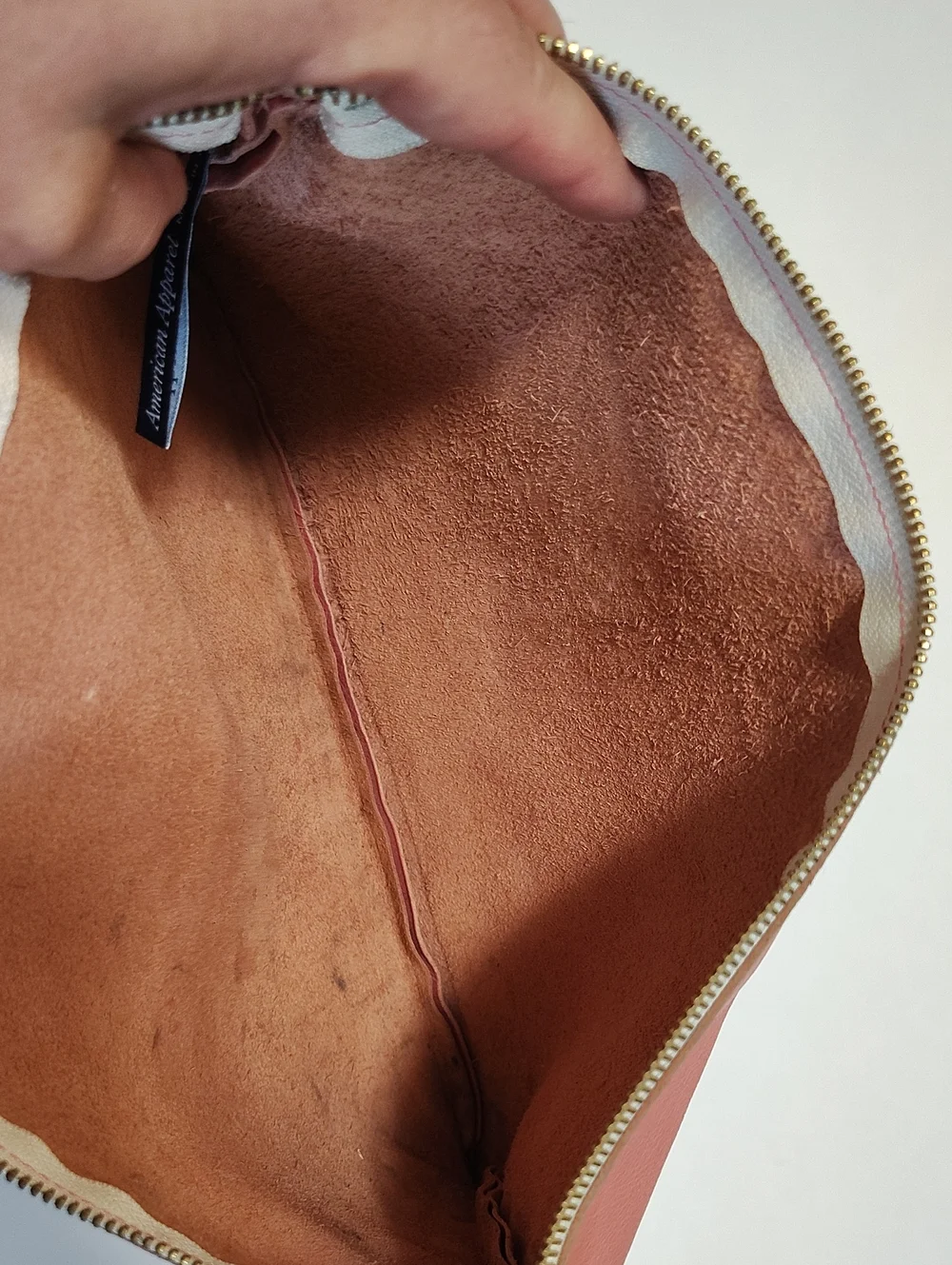 American Apparel Pink Leather Zip Clutch Bag